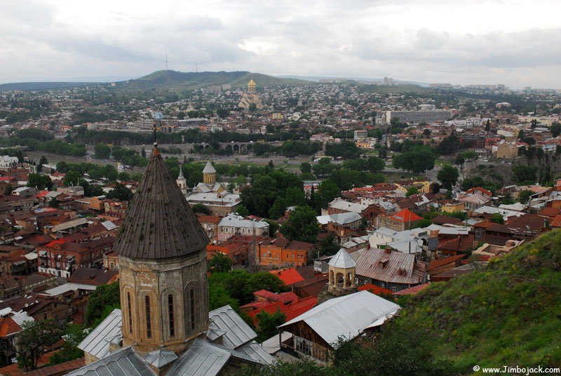 Here is a view of Tbilisi from the trail Kartlis Deda Mother Georgia 